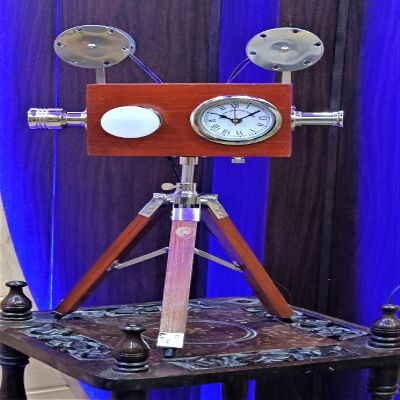 ALLORY TECH Vintage Clock/Light Retro Projector On Wood Tripod Stand Studio Projector Home & Office Decor.