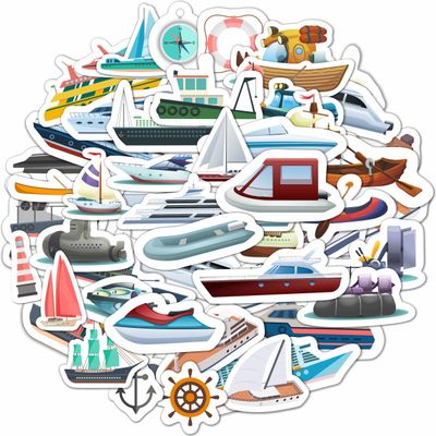 100 Pcs Boat Stickers, Sailboat Stickers - Sailboat Party Supplies, Boat Gift, Gifts for Women & Men