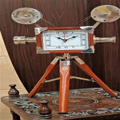ALLORY TECH Vintage Big Clock Retro Projector On Wood Tripod Stand Studio Projector Home & Office Decor..