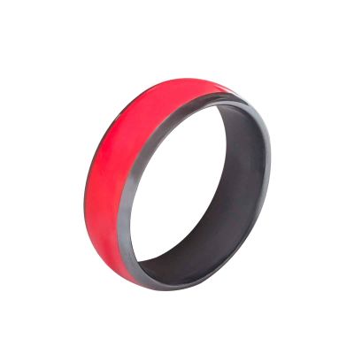riversmerge Black red NFC Forum Type 2 215 496 Bytes Chip Universal for Mobile Phone, All-Round Sensing Technology Wearable Smart Ring, Waterproof Ceramic for Men or Women (NFC Ring Black red 18mm)