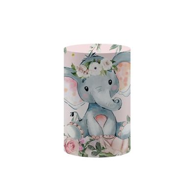 Iydamc Gender Reveal Cylinder Cover,Circle Plinth Cover with Elastic Band,Pink Flowers Elephant Baby Shower Birthday Cake Table Props W-3924 A-D56H77