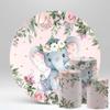 Iydamc Gender Reveal Cylinder Cover,Circle Plinth Cover with Elastic Band,Pink Flowers Elephant Baby Shower Birthday Cake Table Props W-3924 A-D56H77 view 4