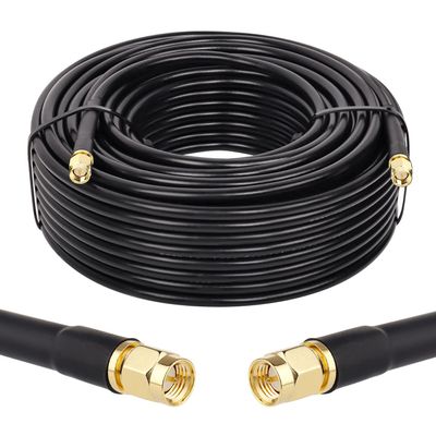 MOOKEERF KMR240 SMA Male to SMA Male Coaxial Cable 50 ohm Coax Ultra Low Loss Antenna Extension for 3G/4G/5G/LTE Network Equipment, GPS, RF Radio (100FT)