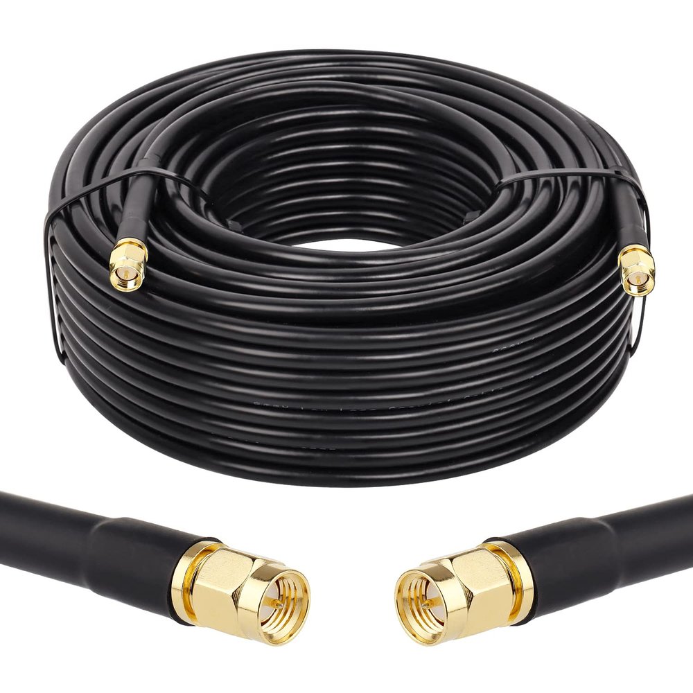 MOOKEERF KMR240 SMA Male to SMA Male Coaxial Cable 50 ohm Coax Ultra Low Loss Antenna Extension for 3G/4G/5G/LTE Network Equipment, GPS, RF Radio (100FT)