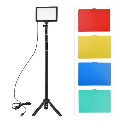 Andoer USB LED Video Light Kit Photography Lighting 3200K-5500K 120pcs Beads 14-Level Dimmable with 148cm/58in Adjustable Height Tripod Stand 5pcs White Red Green Blue Filters Triple Cold Shoe Mount