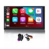 2Din Car Radio Compatible with Carplay and Android Auto 7" Capacitive Touchscreen,Mirror Link, Reverse Image, Bluetooth, AM/FM, USB/AUX +4LED Camera+Steering Wheel Remote Control view 1