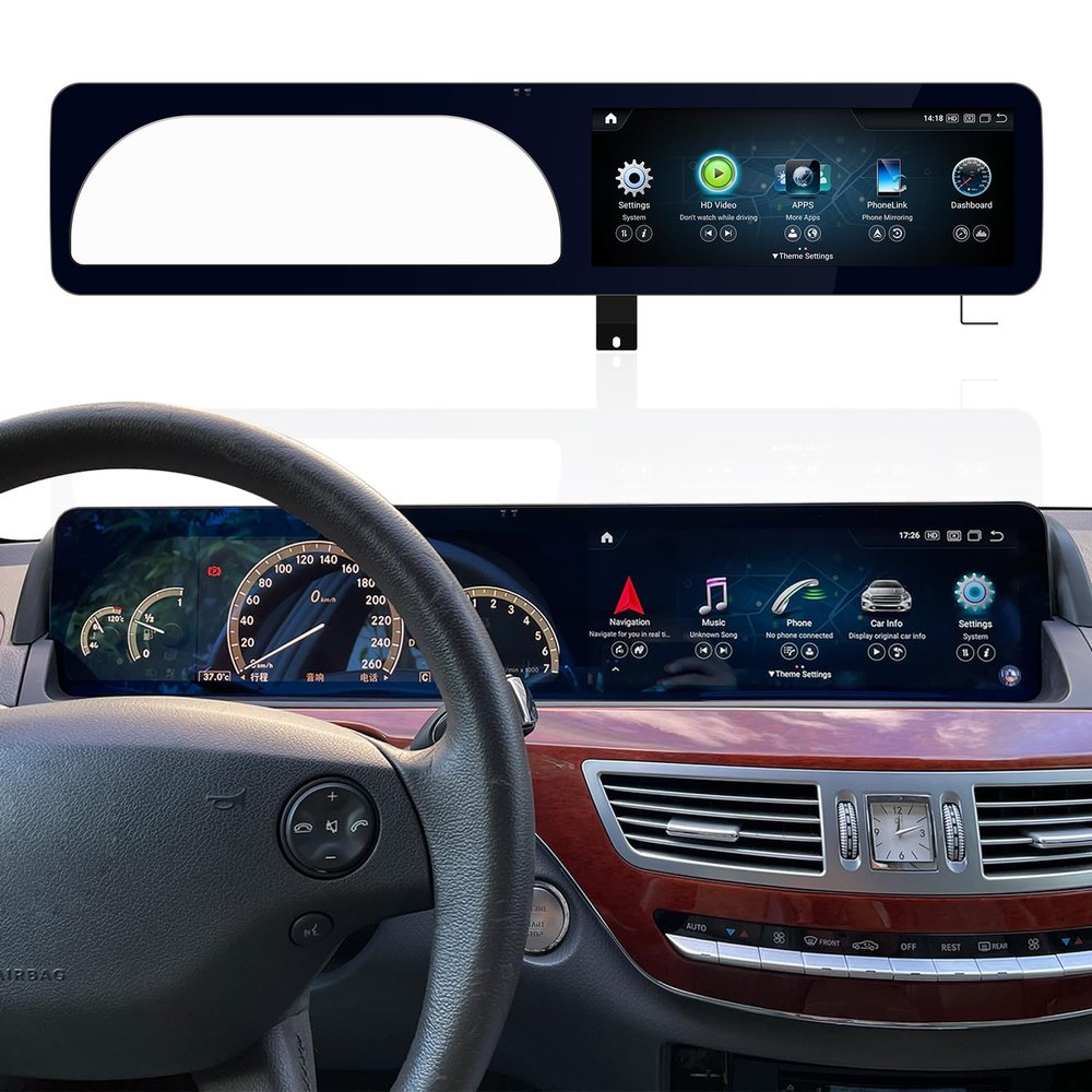 YEEHUNG 12.3" Android 13 Dual Screen Style Multimedia Blue Anti-Glare HD Screen for Mercedes-Benz 2006-2013 S CL Class W221 W216 NTG 3.0/3.5, Support Carplay Android Auto Mirror Link (8+128GB)