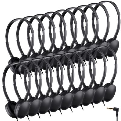 Konohan 18 Pack Class Set Headphones for Students Bulk Headphones for Classroom School Adjustable 3.5mm Wired Earphones Classroom Must Haves Teacher Supplies(Black)