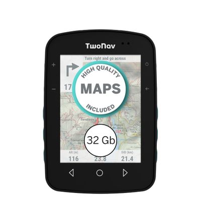 TwoNav Terra (32 GB) + Maps Included, GPS Bike Computer with 3.7-inch Wide Screen for Mountain, Hiking, MTB, Bicycle