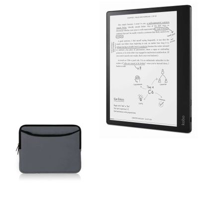 BoxWave Case Compatible with Kobo Elipsa - SoftSuit with Pocket, Soft Pouch Neoprene Cover Sleeve Zipper Pocket - Charcoal Grey