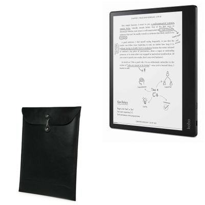 BoxWave Case Compatible with Kobo Elipsa - Nero Leather Envelope, Leather Wallet Style Flip Cover