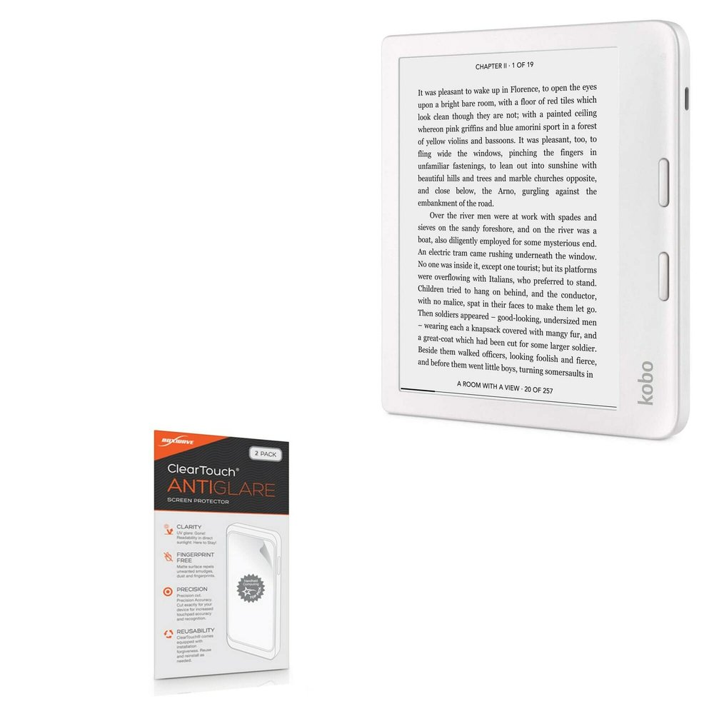 BoxWave Screen Protector Compatible with Kobo Libra 2 - ClearTouch Anti-Glare (2-Pack), Anti-Fingerprint Matte Film Skin
