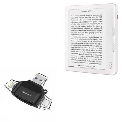 BoxWave Smart Gadget Compatible with Kobo Libra 2 - AllReader SD Card Reader, microSD Card Reader SD Compact USB - Jet Black