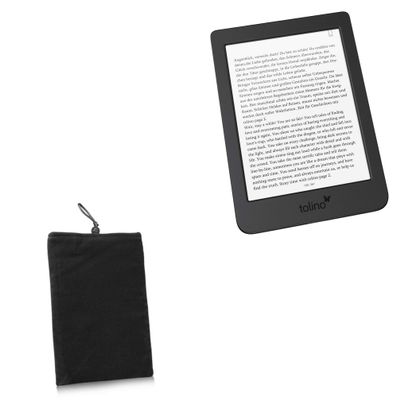 BoxWave Case Compatible with Tolino Page 2 - Velvet Pouch, Soft Velour Fabric Bag Sleeve with Drawstring - Jet Black