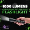 LitezAll 24945 Nearly Invincible 1000 Lumen Rechargeable Tactical Flashlight view 2