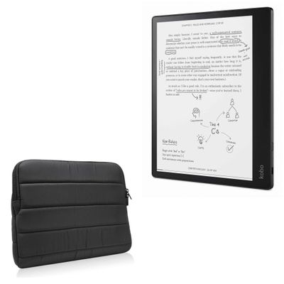 BoxWave Case Compatible with Kobo Elipsa - Polar Jacket, Puffy Padded Material Zip Up Sleeve Pouch - Jet Black