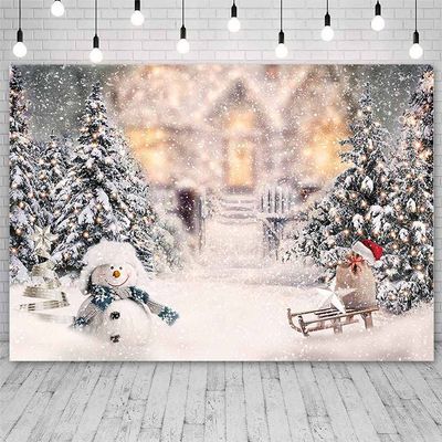 Sendy 7x5ft Winter Wonderland Backdrop Christmas Backdrops for Photography Winter Snowflake Snowman Pine Tree Glitter Christmas Party Decorations Banner Photo Shoot Props