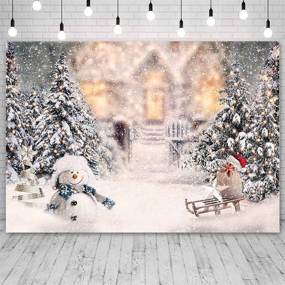 Sendy 7x5ft Winter Wonderland Backdrop Christmas Backdrops for Photography Winter Snowflake Snowman Pine Tree Glitter Christmas Party Decorations Banner Photo Shoot Props