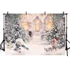 Sendy 7x5ft Winter Wonderland Backdrop Christmas Backdrops for Photography Winter Snowflake Snowman Pine Tree Glitter Christmas Party Decorations Banner Photo Shoot Props view 3
