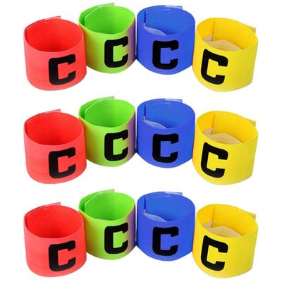 12 PCS Soccer Captain Armband, Football Captain Armband Elastic Basketball Player Bands for Adult Youth, Random Color