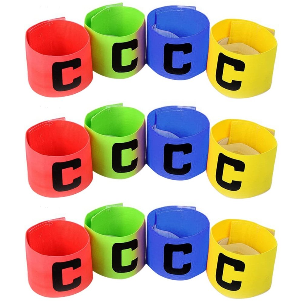 12 PCS Soccer Captain Armband, Football Captain Armband Elastic Basketball Player Bands for Adult Youth, Random Color