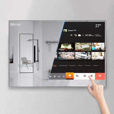 Soulaca 27" Waterproof Touchscreen Smart Mirror TV, Bathroom Magic Mirror Television with WiFi & Bluetooth, Android Touch Display for SPA, Hotel, Salon and Luxury Bathrooms