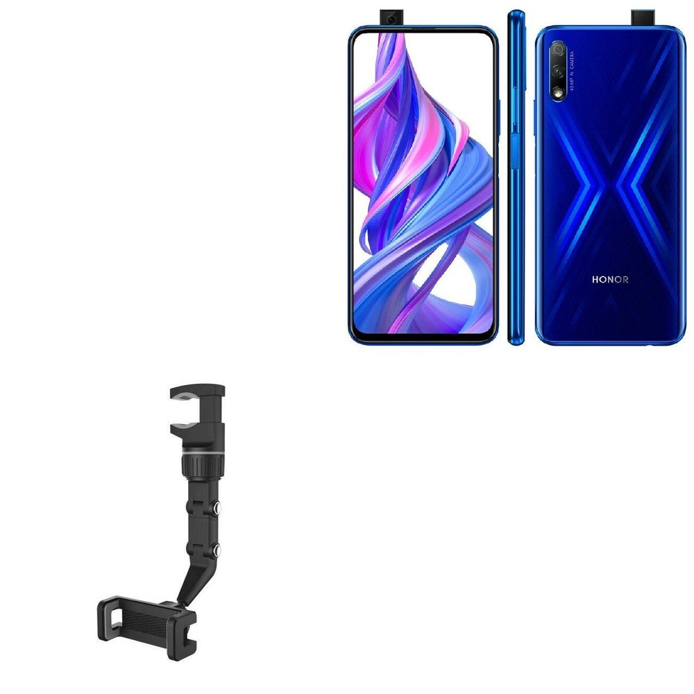 BoxWave Car Mount Compatible with Honor 9X - Rearview Mirror Car Mount, Rear View Mirror Adjustable GPS Car Mount - Jet Black