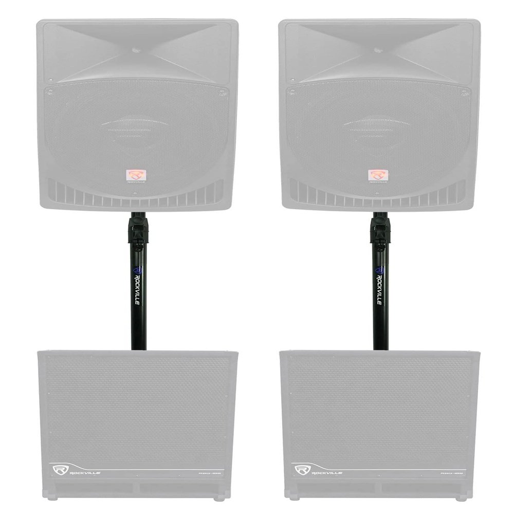 Rockville GASPOLE-A Air Assist Auto Lift 35mm Subwoofer to Speaker Pole Mount, Adjustable Height Stand with Standard Mounting System for Pro Audio and DJ Setups, 2 Piece