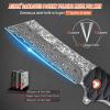 AUBEY Damascus Pocket Knife, 3.34" Damascus Steel Hollow Grind Blade, Folding Knife with Ball Bearing, Aluminum Handle, EDC Knife for Outdoor Camping Hunting view 2