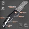 AUBEY Damascus Pocket Knife, 3.34" Damascus Steel Hollow Grind Blade, Folding Knife with Ball Bearing, Aluminum Handle, EDC Knife for Outdoor Camping Hunting view 4