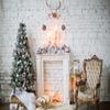 10x6.5ft Christmas Fireplace Photo Backdrop Christmas Party Decoration Banner Candle Christmas Tree White Retro Wall Elk Pendant Background view 2