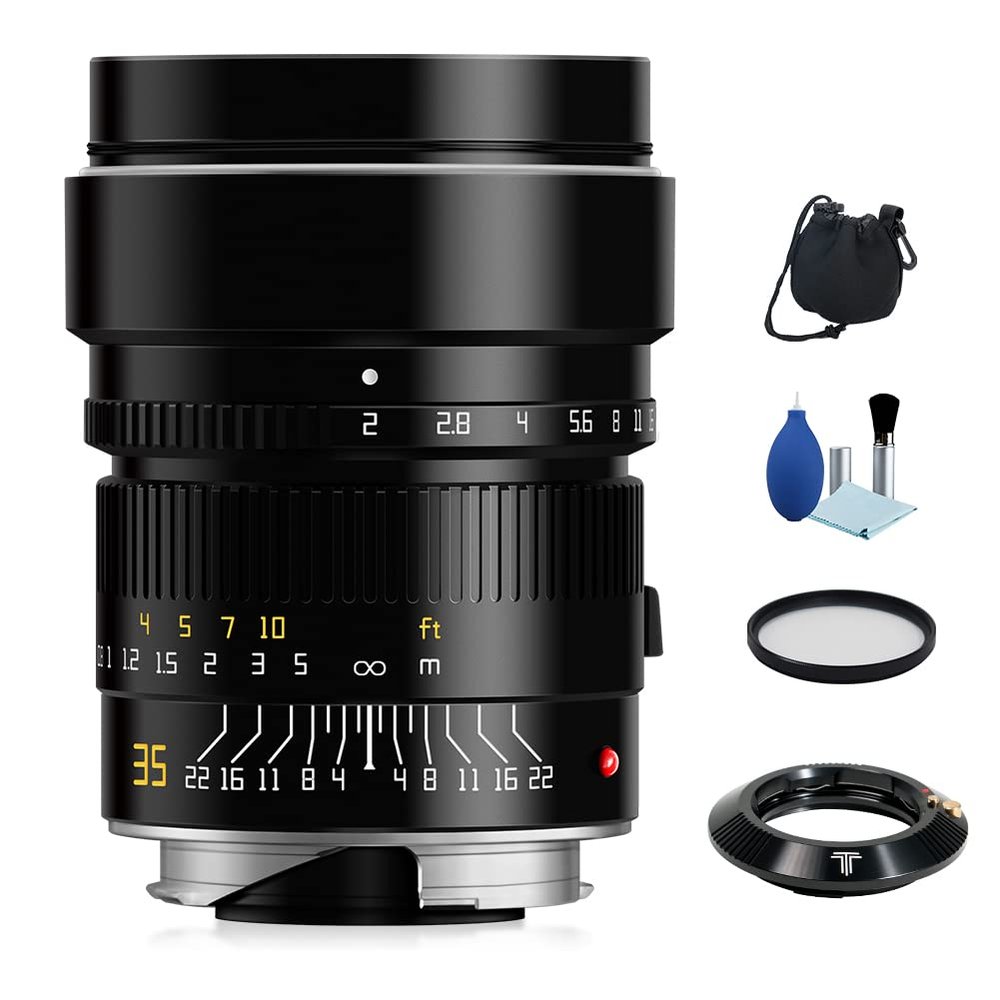 TTArtisan APO M35mm F2 AA Full Frame Large Aperture Manual Lens for Sony E Camera Adapt with Leica M to Sony E Mount Lens Adapter