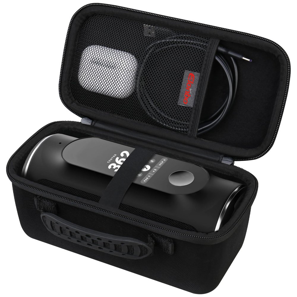 Elonbo Carrying Case for Blue Tees Golf Player+ GPS Speaker, Wireless Ultra Portable Bluetooth Speaker Travel Bag Golf Speaker and Rangefinder Storage Holder, Mesh Pocket Fits Charging Cable, Black