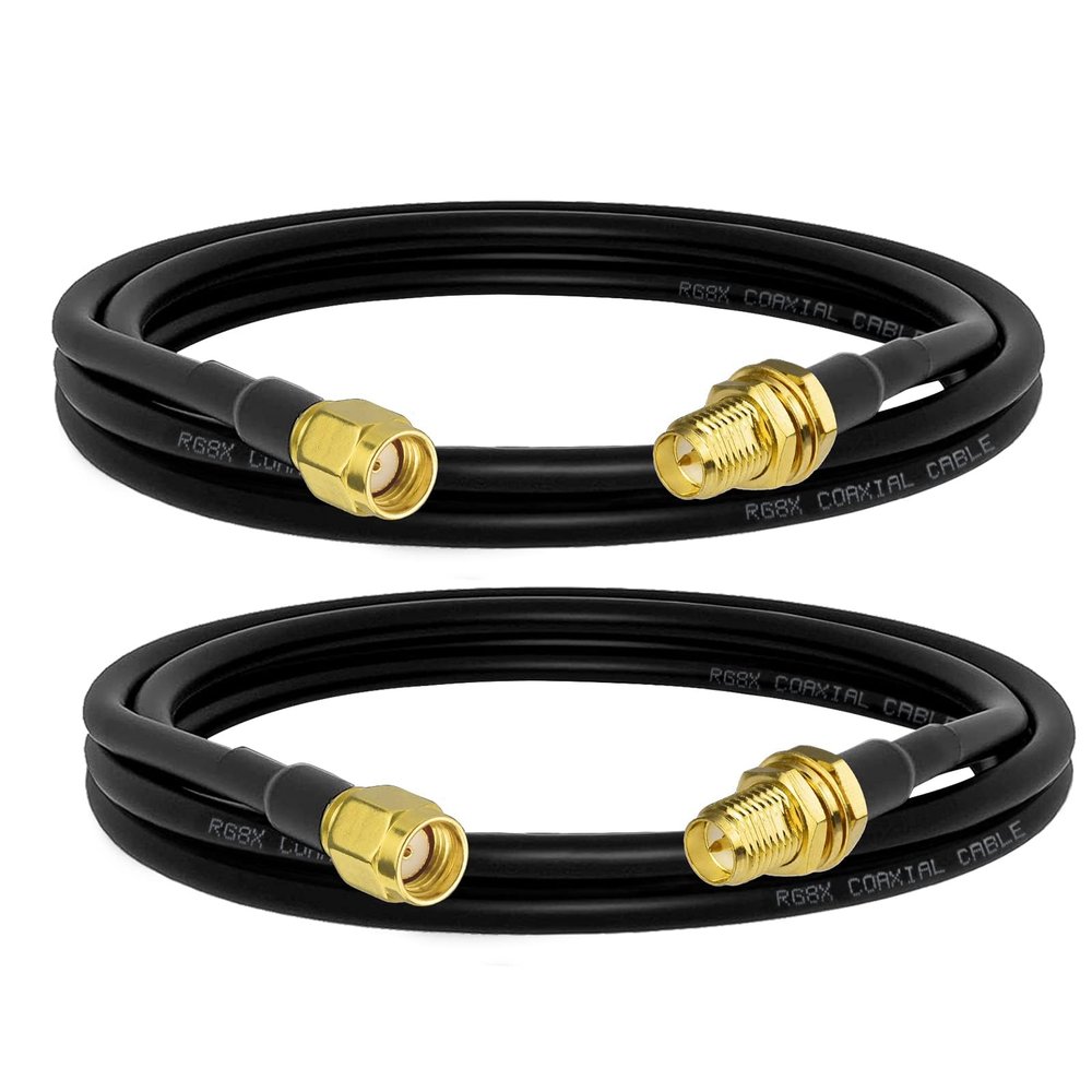 Superbat WiFi Antenna Extension Cable (2-Pack) RP-SMA Male to RP-SMA Female Bulkhead Mount RG8X Cable 3ft for WiFi Router Security Camera Wireless PCIE Network Card Adapter (Not for TV)