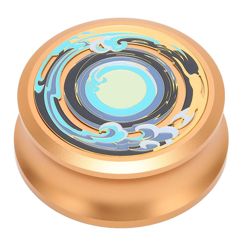 HiFi Disc Stabilizer, Record Weight Stabilizer, Professional Record Clamp Turntables Disc Stabilizer with Silicone Bottom Pad for Record Player, Vibration Damping(Gold)