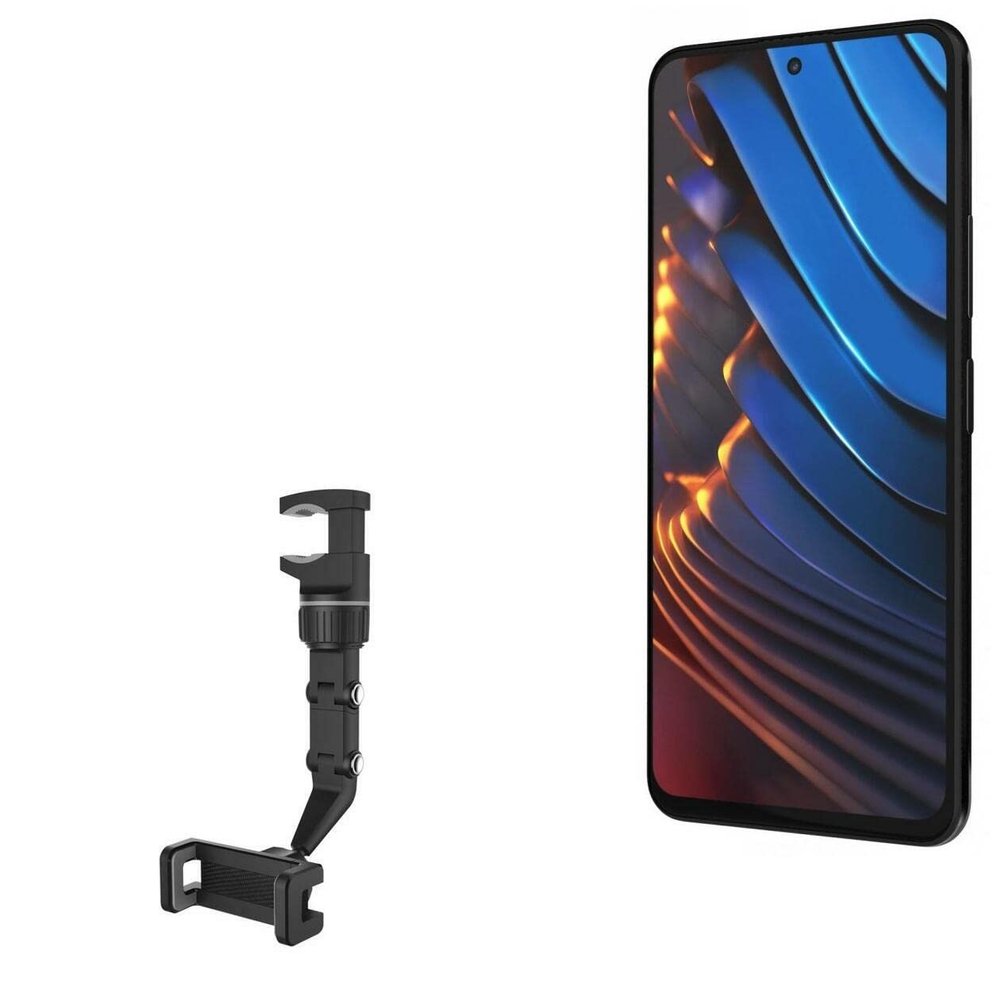 BoxWave Car Mount Compatible with Poco Xiaomi X3 GT - Rearview Mirror Car Mount, Rear View Mirror Adjustable GPS Car Mount - Jet Black