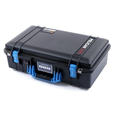 Black Pelican 1525 Air case with Blue Handle & latches. Comes with Foam.
