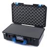 Black Pelican 1525 Air case with Blue Handle & latches. Comes with Foam. view 2