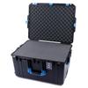 Black Pelican 1637 Air case with Blue Handles & latches. Comes with foam. With wheels. view 3