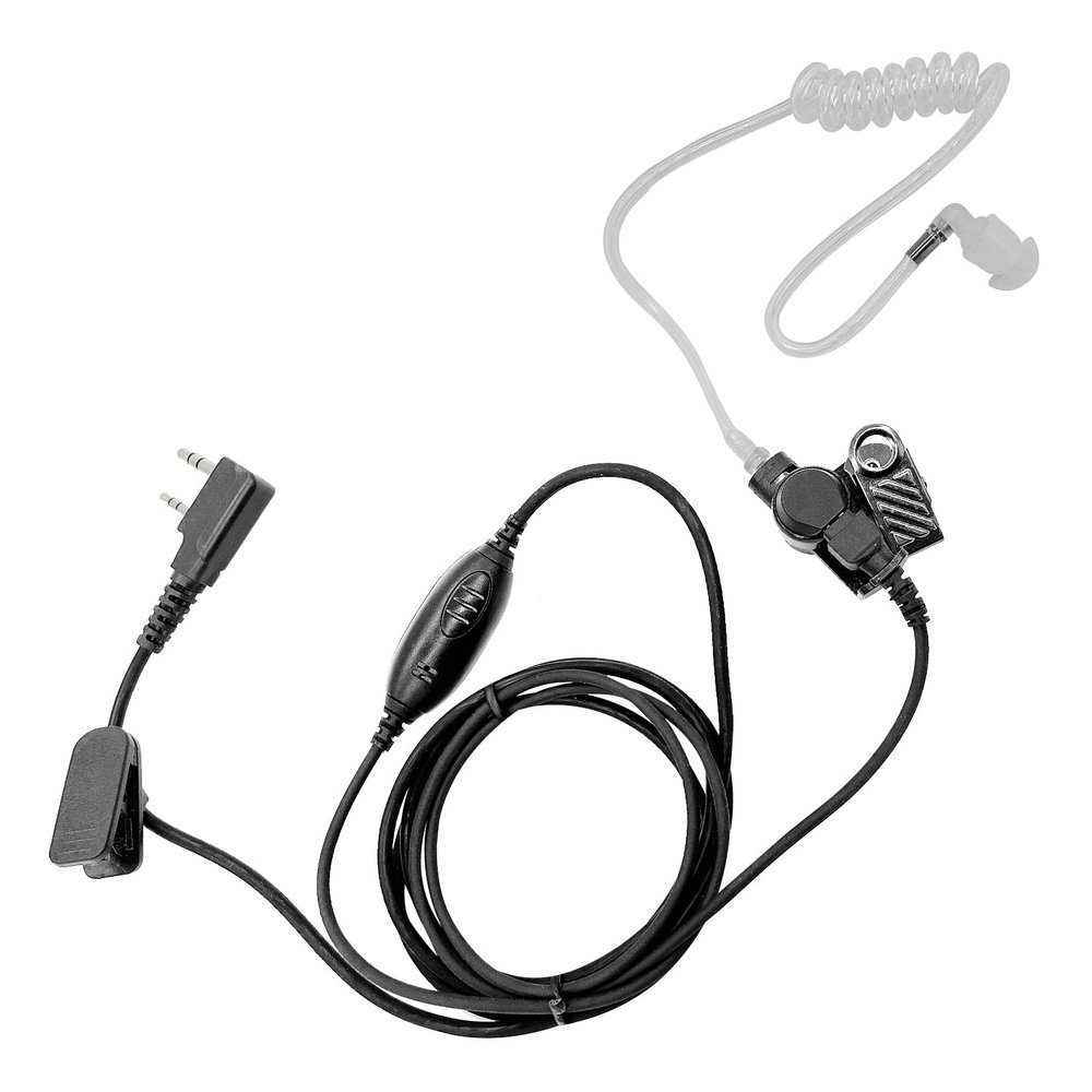 2 Pin Walkie Talkie Headset Covert Acoustic Tube Earpiece with Finger PTT for Kenwood Baofeng Two Way Radio