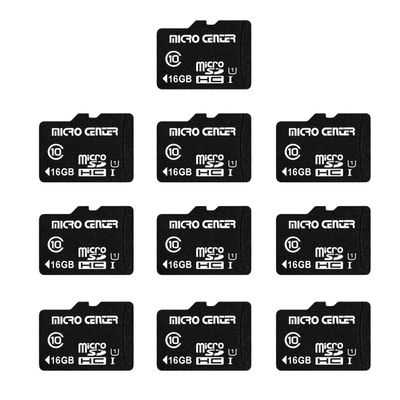 Micro Center 16GB Class 10 MicroSDHC Flash Memory Card with Adapter for Mobile Device Storage Phone, Tablet, Drone & Full HD Video Recording - 80MB/s UHS-I, C10, U1 (10 Pack)