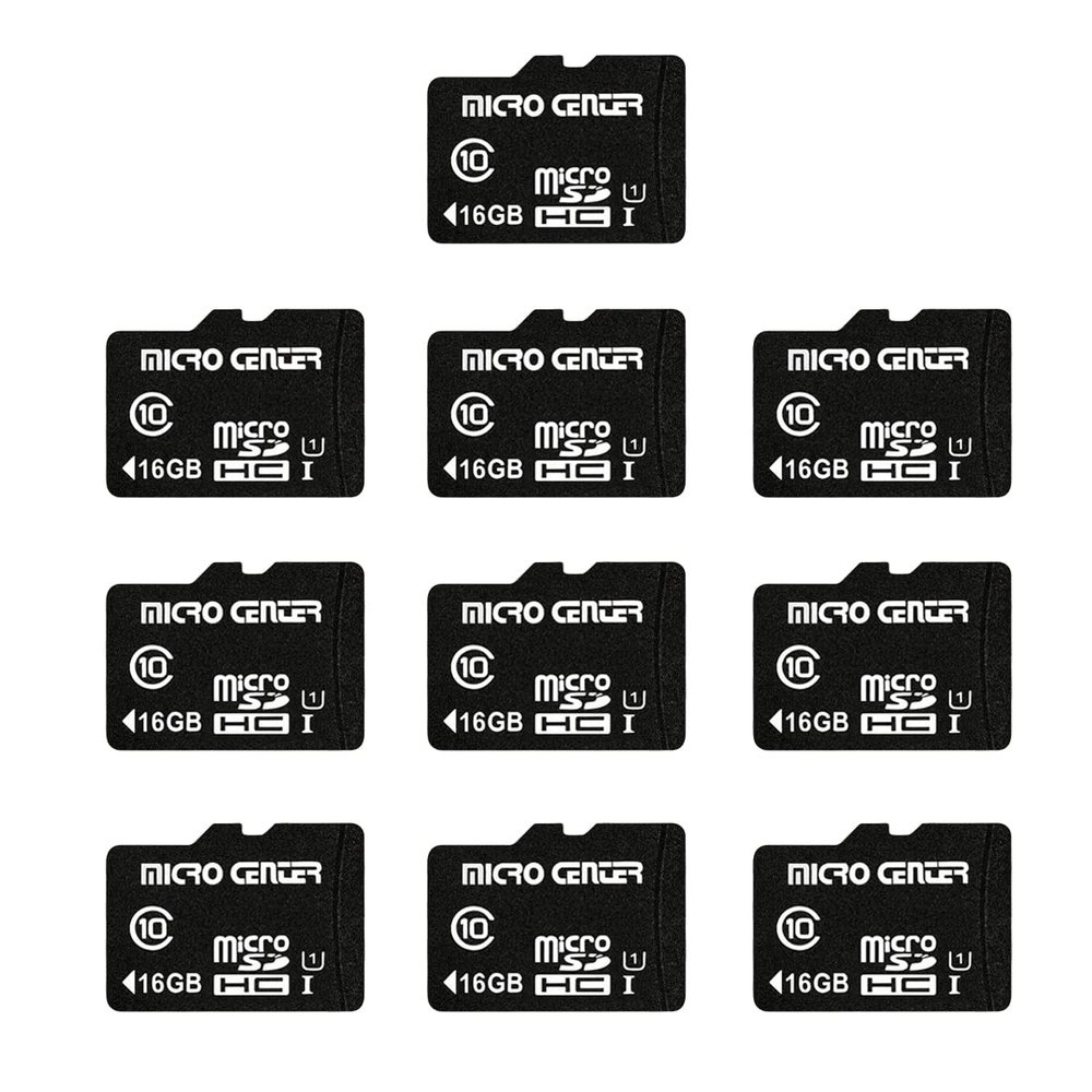 Micro Center 16GB Class 10 MicroSDHC Flash Memory Card with Adapter for Mobile Device Storage Phone, Tablet, Drone & Full HD Video Recording - 80MB/s UHS-I, C10, U1 (10 Pack)