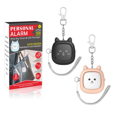 Personal Safety Alarm Loud Siren with LED Light, Easy Pull-Pin Keychain for Women & Seniors, Portable Everyday Use (2 Pack)