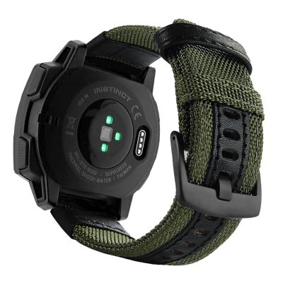 Abanen 22mm Nylon Military Style Watch Bands for Garmin Instinct 3 45mm/ 2 Solar, Woven Fabric Durable Wristband Strap for Instinct E 45mm/ Tactical/Tide/Esports (Green)
