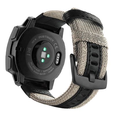 Abanen 22mm Nylon Military Style Watch Bands for Garmin Instinct 3 45mm/ 2 Solar, Woven Fabric Durable Wristband Strap for Instinct E 45mm/ Tactical/Tide/Esports (Khaki)