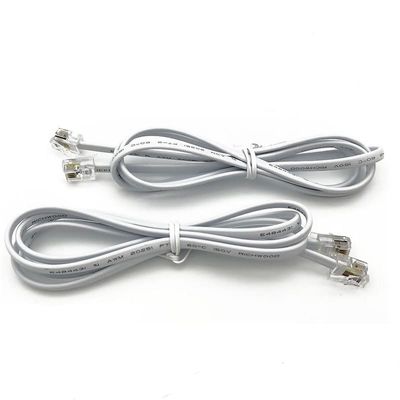 Coorle Telephone Cable 4Core with 4P4C Plug Multifunction Flat Phone Extension Cord-White 7FT 10PCS/Bag