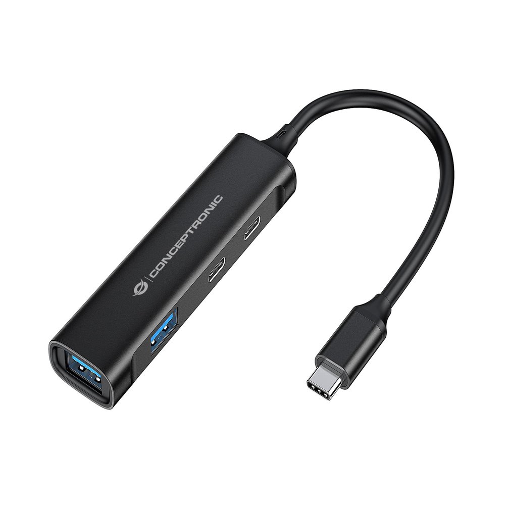 Conceptronic HUBBIES12B 4-Port USB 3.2 Gen 1 Hub USB-C x 2 USB-A x 2 Aluminum Housing