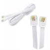 Telephone Cable 6P6C with RJ12 Male to Male Flat Phone Cable for Fax Machine, Modem - 7FT White 10PCS view 1