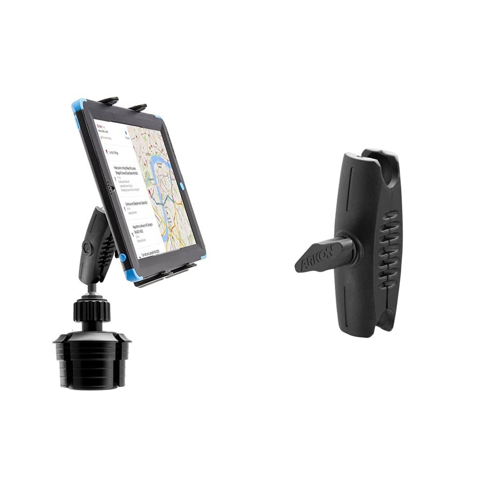 ARKON Car Cup Holder Tablet Mount for Apple iPad Air 2 iPad Pro iPad 4 3 2 Retail Black (TABRM023) & Robust Mount Shaft Black Retail (SP-RM250)