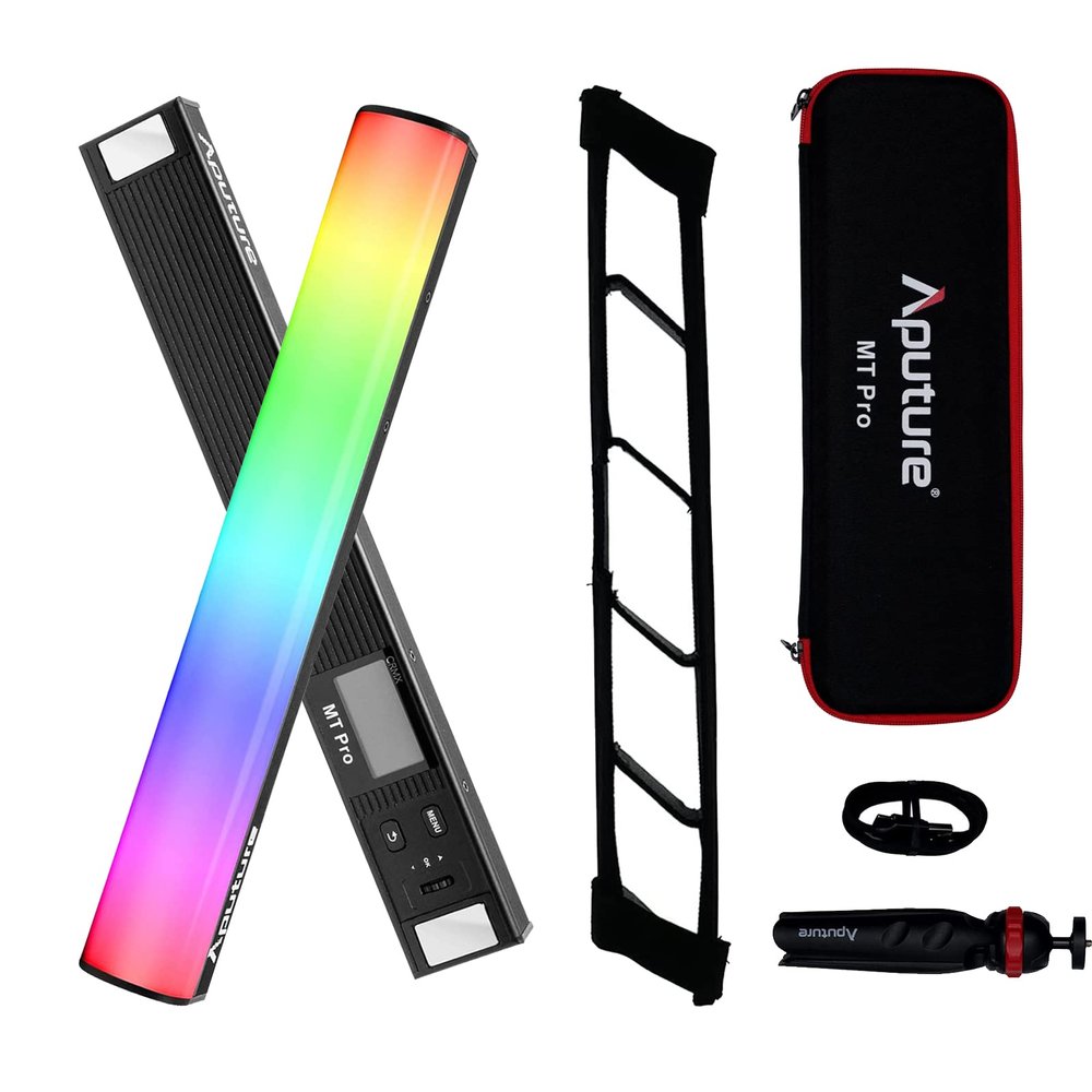 Aputure MT Pro Pixel-Mappable RGBWW Mini Tube LED 7.5W, 2,000K to 10,000K,614 lux @ 0.5m (6500K) with Grid